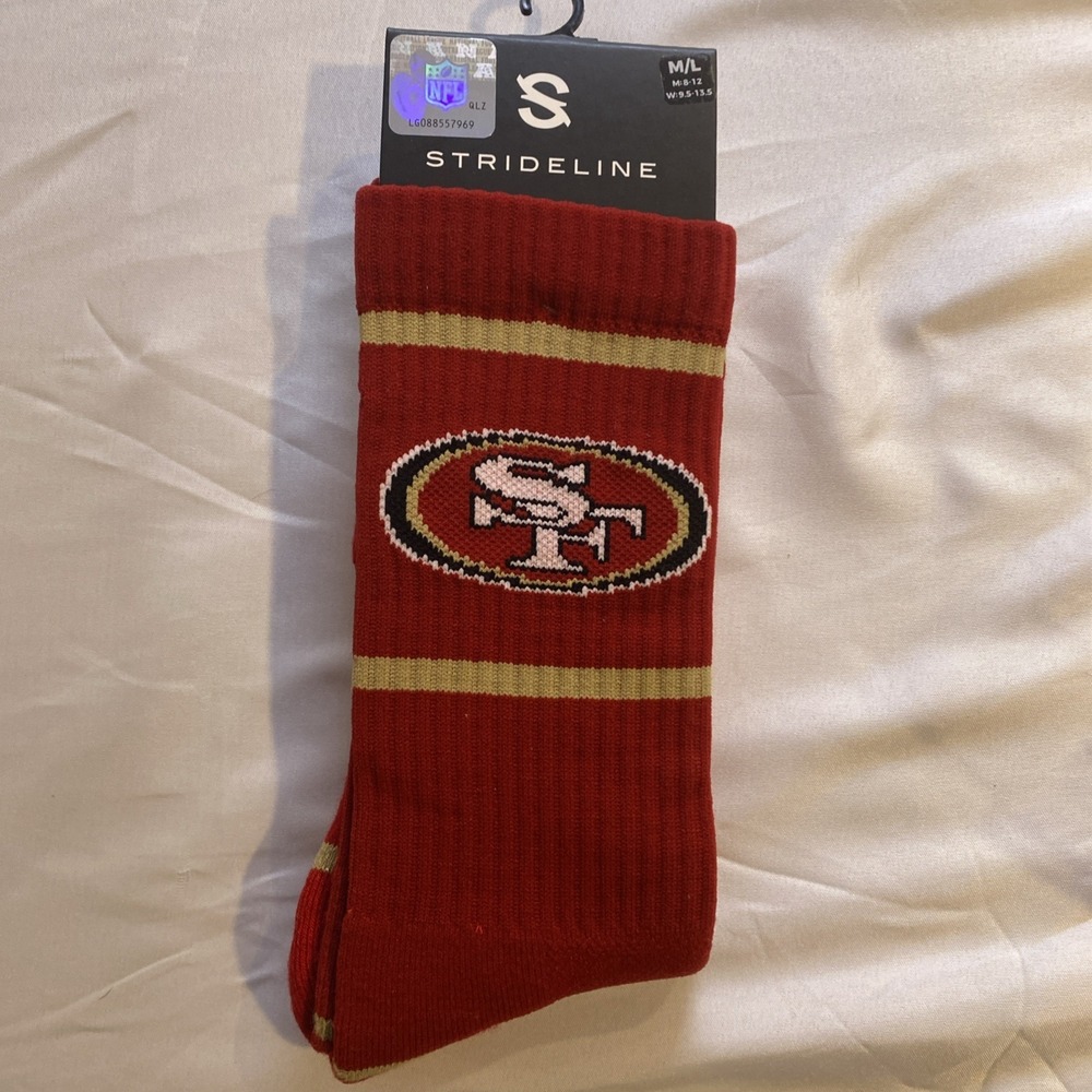 Strideline San Francisco 49ers Gold Knit Crew Socks NFL Licensed Medium/Large